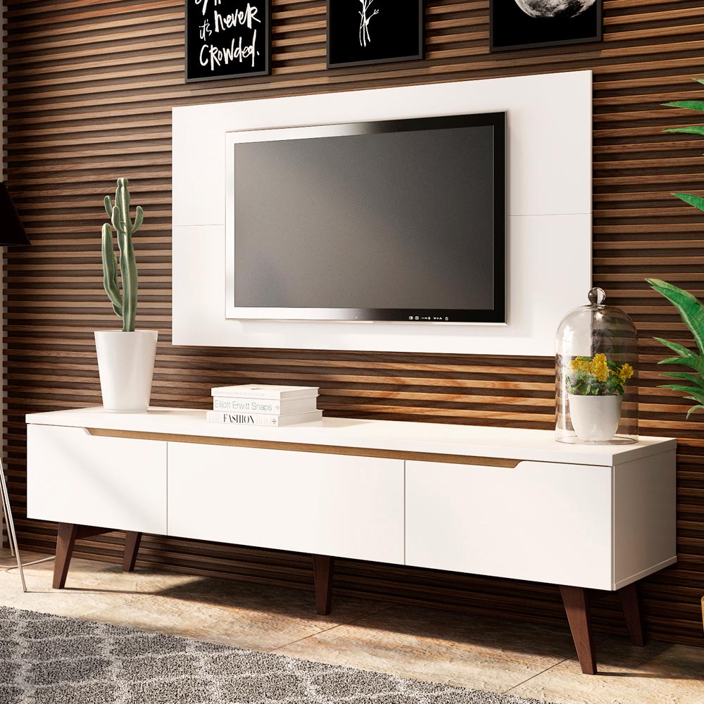 imagem de Rack Reims com painel 180x137x40 Branco Madesa MDES02001109